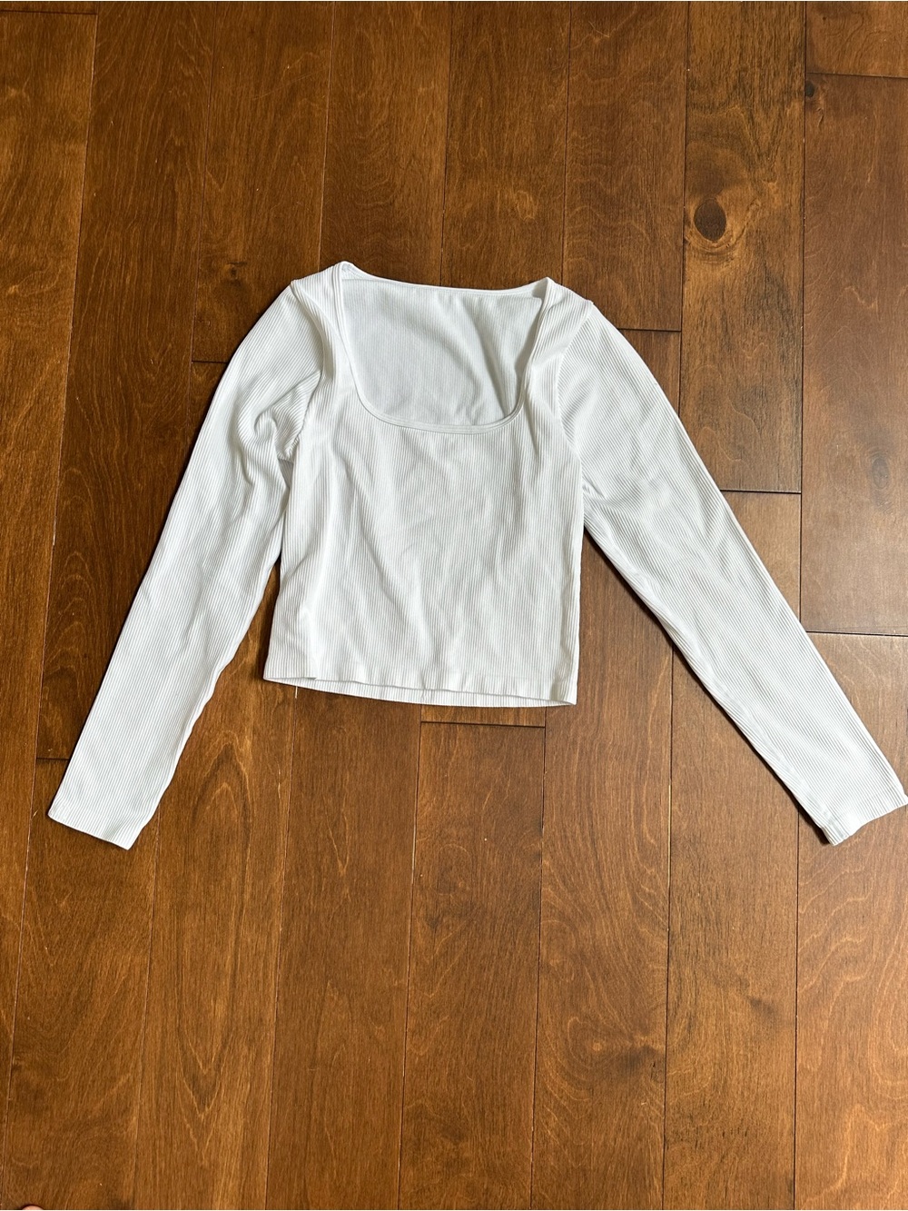 Square Neck White Long Sleeve Crop Top